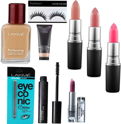 

FASHION 1 Imported combo of lipstick with Eyelashes with macara, ,kajal foundation,waterproof foundation(set of 6)(Set of 6)