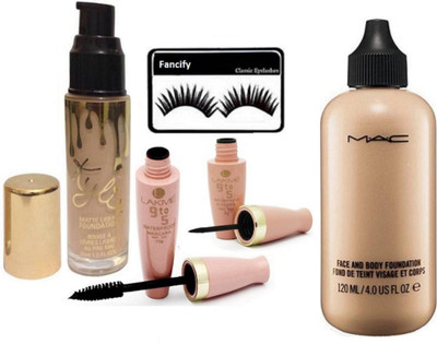 

Fancify Eyelashes with Face and Body & Liquid Foundation, 9to5 Waterproof Eyeliner & Mascara(Set of 5)