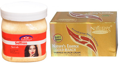 

Pink Root SAFFRON SCRUB 500ML WITH NATURE ESSENCE GOLD BLEACH(Set of 2)