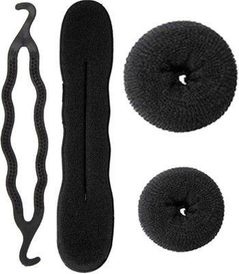 JAMPAK Magic Foam Sponge Hair Styling Donut Bun Maker Former French Twist Tool(Set of 4)