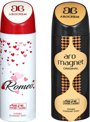 

arochem COMBO ROMEO & ARO MAGNET DYNAMIC DEODORANT SPRAY Body Spray - For Men & Women(400 ml, Pack of 2)