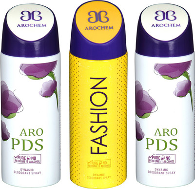 

arochem ARO PDS-2 & FASHION 3 PACK COMBO DYNAMIC DEODORANT SPRAY Deodorant Spray - For Men & Women(600 ml, Pack of 3)