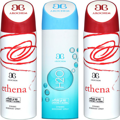 

arochem ETHENA AND H2O & ETHENA 3 PACK COMBO DYNAMIC DEODORANT SPRAY Deodorant Spray - For Men & Women(600 ml, Pack of 3)
