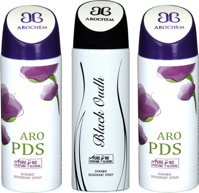 

arochem ARO PDS-2 & BLACK OUDH 3 PACK COMBO DYNAMIC DEODORANT SPRAY Deodorant Spray - For Men & Women(600 ml, Pack of 3)