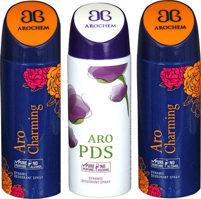 

Arochem Aro Charming & Aro PDS Combo Pack Dynamic Deodorant Spray Deodorant Spray - For Men & Women(600 ml, Pack of 3)