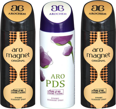 

arochem ARO MAGNET -2 & ARO PDS 3 PACK COMBO DYNAMIC DEODORANT SPRAY Deodorant Spray - For Men & Women(600 ml, Pack of 3)