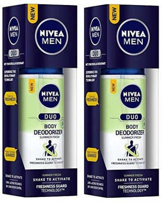 

Nivea Men Duo SUMMER Fresh Body Deodorizer 100ML Each (Pack of 2) Deodorant Deodorant Spray - For Men(100 ml, Pack of 2)