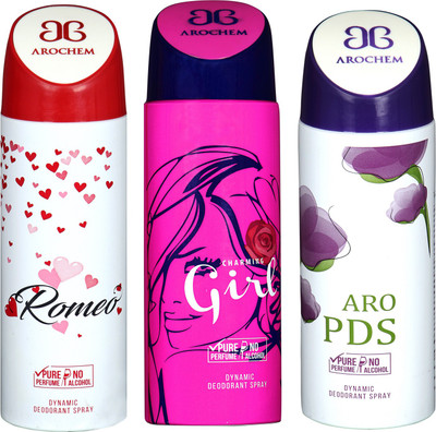 

arochem ROMEO AND ARO PDS AND GIRL 3 PACK COMBO DYNAMIC DEODORANT SPRAY Deodorant Spray - For Men & Women(600 ml, Pack of 3)