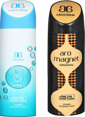 

arochem COMBO H2O & ARO MAGNET DYNAMIC DEODORANT SPRAY Body Spray - For Men & Women(400 ml, Pack of 2)