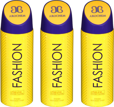 

arochem FASHION 3 PACK COMBO DYNAMIC DEODORANT SPRAY Body Spray - For Men & Women(600 ml, Pack of 3)