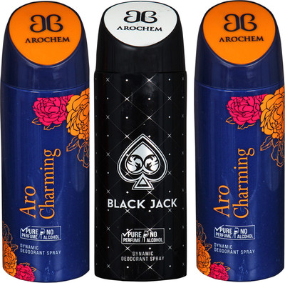 

Arochem Aro Charming & Black Jack Combo Pack Dynamic Deodorant Spray Deodorant Spray - For Men & Women(600 ml, Pack of 3)
