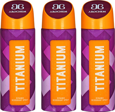 

arochem TITANIUM-3 PACK COMBO DYNAMIC DEODORANT SPRAY Deodorant Spray - For Men & Women(600 ml, Pack of 3)
