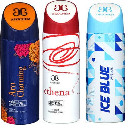 

Arochem Aro Charming & Ethena & Ice Blue Combo Pack Dynamic Deodorant Spray Deodorant Spray - For Men & Women(600 ml, Pack of 3)