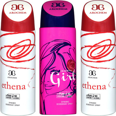 

arochem ETHENA AND GIRL & ETHENA 3 PACK COMBO DYNAMIC DEODORANT SPRAY Deodorant Spray - For Men & Women(600 ml, Pack of 3)