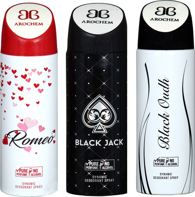 

Arochem Romeo & Black Jack & Black Oudh Combo Pack Dynamic Deodorant Spray Deodorant Spray - For Men & Women(600 ml, Pack of 3)