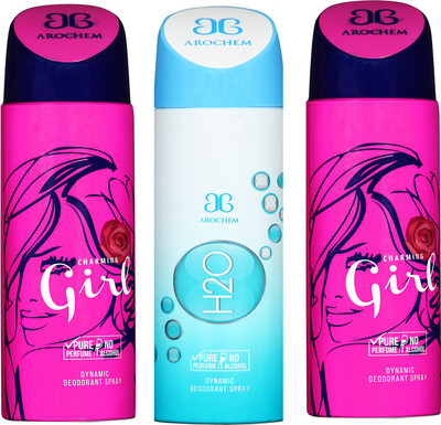 

arochem GIRL-2 AND H2O 3 PACK COMBO DYNAMIC DEODORANT SPRAY Deodorant Spray - For Men & Women(600 ml, Pack of 3)
