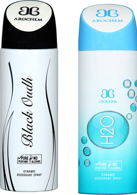 

arochem COMBO BLACK OUDH & H20 DYNAMIC DEODORANT SPRAY Body Spray - For Men & Women(400 ml, Pack of 2)