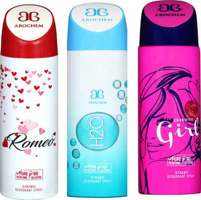 

arochem ROMEO AND GIRL AND H2O 3 PACK COMBO DYNAMIC DEODORANT SPRAY Deodorant Spray - For Men & Women(600 ml, Pack of 3)
