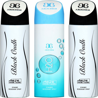 

arochem BLACK OUDH-2 AND H20 3 PACK COMBO DYNAMIC DEODORANT SPRAY Deodorant Spray - For Men & Women(600 ml, Pack of 3)