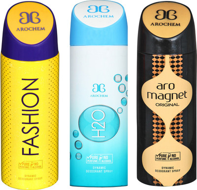 

Arochem Fashion & H2O & Aro Magnet Combo Pack Dynamic Deodorant Spray Deodorant Spray - For Men & Women(600 ml, Pack of 3)