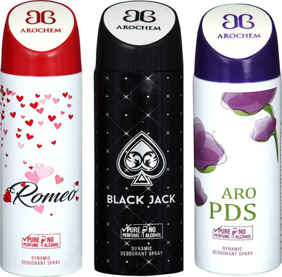 

Arochem Romeo & Black Jack & Aro PDS Combo Pack Dynamic Deodorant Spray Deodorant Spray - For Men & Women(600 ml, Pack of 3)