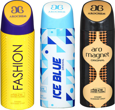

Arochem Fashion & Ice Blue & Aro Magnet Combo Pack Dynamic Deodorant Spray Deodorant Spray - For Men & Women(600 ml, Pack of 3)