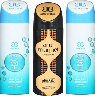 

arochem H2O-2 AND ARO MAGNET 3 PACK COMBO DYNAMIC DEODORANT SPRAY Deodorant Spray - For Men & Women(600 ml, Pack of 3)