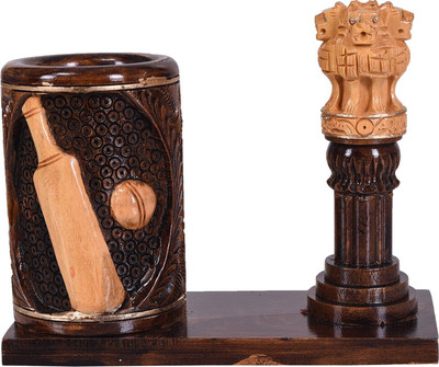 

Craft Trade 1 Compartments Wooden Pen Stand(Brown)