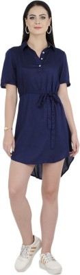 BAHRUPIYA CLOTHING Women High Low Dark Blue Dress