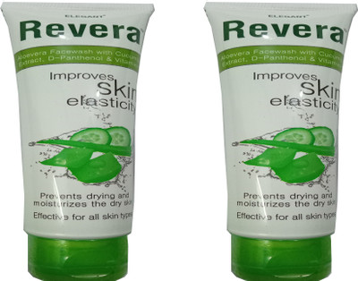 

Elegant REVERA ALOEVERA FACE WASH (WITH CUCUMBER EXTRACT,D-PANTHENOL & VITAMIN-E) PACK OF 2 * 75 ML Face Wash(150 ml)