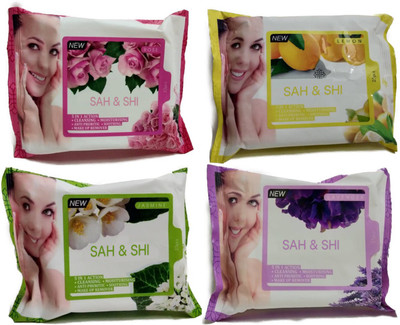 

Sah&Shi Clensing & Makeup Remover 5in1 Rose,Jasmine,Lemon,Lavender Wipes(Pack of 100)