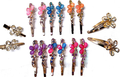 

Proplady Partywear (Set of 16 pieces) Stylish Rhinestone Metal Hair Clips for Girls & Women|Wedding Hair Accessories|Designer Hair Clip, Hair Pin, Tic Tac Clip, Hair Accessory Set(Multicolor)