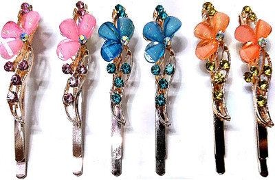 

Proplady Partywear (Set of 6 pieces) Stylish Rhinestone Metal Hair Clips for Girls & Women|Wedding Hair Accessories|Designer Hair Clip, Hair Pin, Tic Tac Clip, Hair Accessory Set(Multicolor)