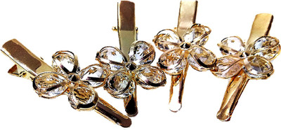 

Proplady Partywear (4 pieces set) Stylish Golden Rhinestone Metal Tic Tac Clips for Girls & Women|Wedding Hair Accessories|Designer Hair Clip, Hair Pin, Tic Tac Clip, Hair Accessory Set(Gold)