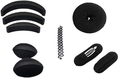 

Bueno Combo of 9 pcs Hair Styling Tools Kit Hair Puff Volumizer and Banana Bumpit Tic Tac Hair Clip Puff Twist Braid Tools for Women and Girls, 30 Gram, Black, Pack of 1 Hair Accessory Set(Black)