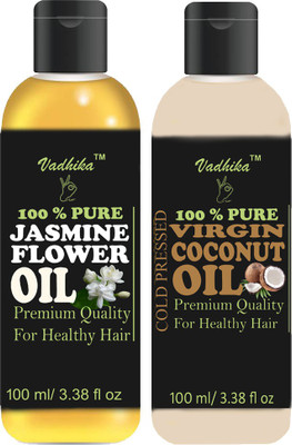 

Vadhika 100 % Pure & Natural Jasmine Flower oil & Virgin Coconut oil Combo of 2 No.100 ml Bottles(200 ml) Hair Oil(200 ml)