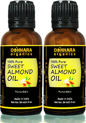 

Donnara Organics 100% Pure & Natural Sweet Almond oil Combo pack of 2 bottles of 30 ml(60 ml) Hair Oil(60 ml)