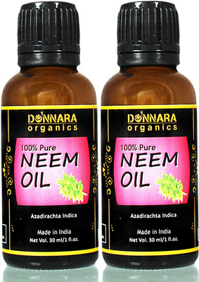 

Donnara Organics 100% Pure & Natural Neem oil Combo pack of 2 bottles of 30 ml(60 ml) Hair Oil(60 ml)