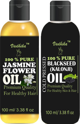 

Vadhika 100 % Pure & Natural Jasmine Flower oil & Blackseed(kalonji) oil Combo of 2 No.100 ml Bottles(200 ml) Hair Oil(200 ml)