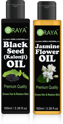 

ORAYA 100% Pure & Natural Blackseed (Kalonji) Hair Oil & Jasmine (Chameli) Hair oil & Skin Oil (200ml) Pack OF-2 Bottles Hair Oil(200 ml)