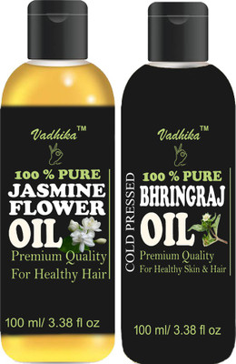 

Vadhika 100 % Pure & Natural Jasmine Flower oil & Bhringraj oil Combo of 2 No.100 ml Bottles(200 ml) Hair Oil(200 ml)