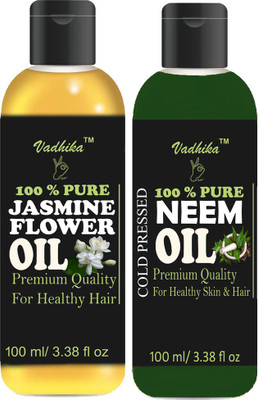 

Vadhika 100 % Pure & Natural Jasmine Flower oil & Neem oil Combo of 2 No.100 ml Bottles(200 ml) Hair Oil(200 ml)