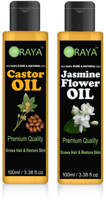

ORAYA 100% Pure & Natural Cold Pressed Castor Oil & Jasmine (Chameli) Oil Hair Oil Skin Oil (200 ml) Hair Oil(200 ml)