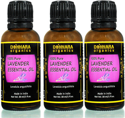 

Donnara Organics 100% Pure & Natural Lavender Essential oil Combo pack of 3 bottles of 30 ml(90 ml) Hair Oil(90 ml)