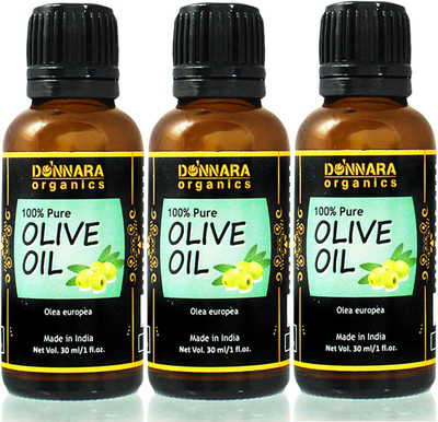

Donnara Organics 100% Pure & Natural Extra Light Olive oil Combo pack of 3 bottles of 30 ml(90 ml) Hair Oil(90 ml)