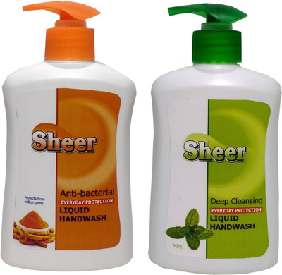 

SHEER HAND WASH PUMP 2X200ML HALDI CHANDAN,MINT(400 ml, Pump Dispenser, Pack of 2)
