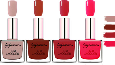 

Lady Fashion Extra Shine Extra Long Stay Chip Resistant Nail Polish Silky Purple,Coffee,Dark Red,Sweet Red(Pack of 4)