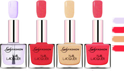 

Lady Fashion Extra Shine Extra Long Stay Chip Resistant Nail Polish Top Coat,Pink,Beach Nude,Bright Pink(Pack of 4)