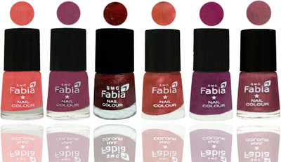 

FABIA 6pcs (6ml each) Glossy Shine Nail Polish Premium Collection for Wedding, Party, Collage Girls 66 Light Peach-Dark Cherry Blossom-Brick Red-Dark Peach-Shock Pink-Dusty Pink(Pack of 6)