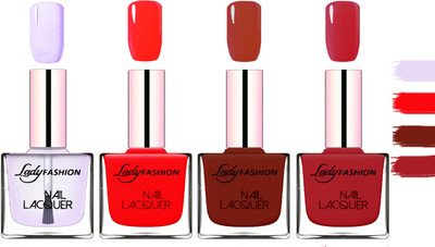 

Lady Fashion Extra Shine Extra Long Stay Chip Resistant Nail Polish Top Coat,Juice Red,Coffee,Dark Red(Pack of 4)